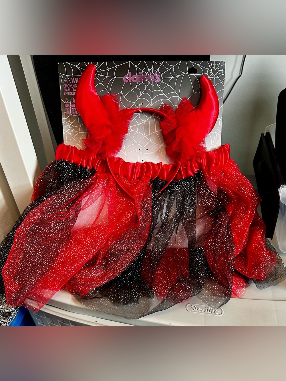 Claire's Red and Black Sparkle Devil Tutu Set